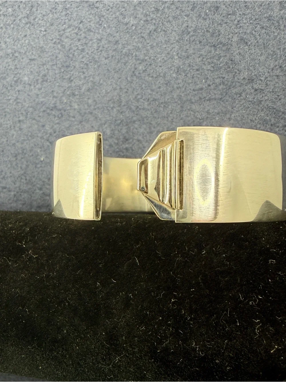 TIFFANY & CO. Sterling Silver 18K Yellow Gold Keyhole Hinge Bangle Bracelet COA